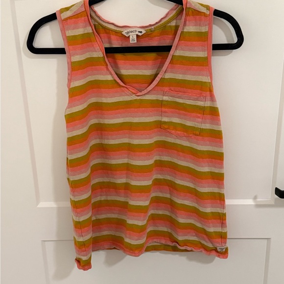 Toad&Co Tops - Toad&Co Pink and Green Striped Tank Top